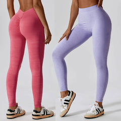 Fashion Peach Hip Raise Seamless Yoga Pants Women's Elastic High Waist Fitness Pants Outdoor Running Tight Sports Pants Trousers