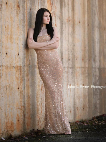 Accessible Luxury Nude Color Glitter Niche Sling Dress