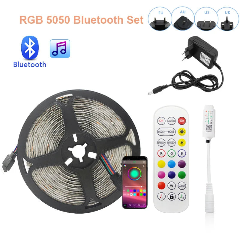 WiFi Bluetooth LED Strip Lights 20M RGB 5050/3825 SMD Flexible Ribbon Waterproof RGB LED Light 5M 10M Tape Diode DC 12V Control