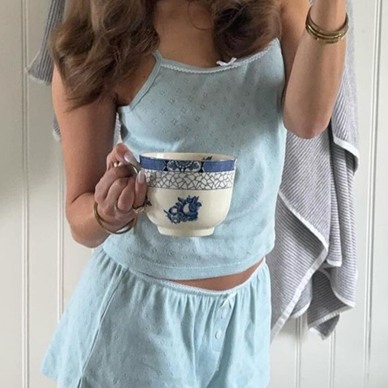 Women Pajama Set, Flower Print Sleeveless Camisole with Shorts Sleepwear Loungewear