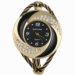 Rhinestone Whirlwind Design Women's Bracelet Bangle Quartz Watch