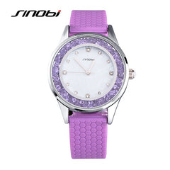 SINOBI Women's Silicone Diamonds Wristwatch