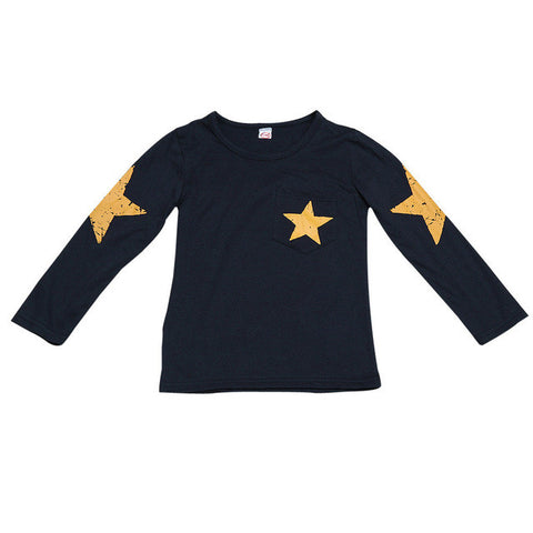 2017 Fashion Kids Boy Toddler Baby Shirts Star Pattern Printed Long Sleeve Tops T-shirt Spring Children Outfits Clothing - jomfeshop