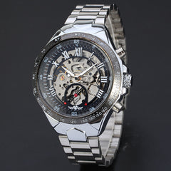 New Skeleton Automatic Watches For Men Stainless Steel Wrist Watch