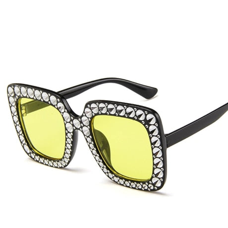 2018 Shining Diamond Sunglasses Women Brand Design Flash Square Shades Female Mirror Sun Glasses Oculos Lunette - jomfeshop