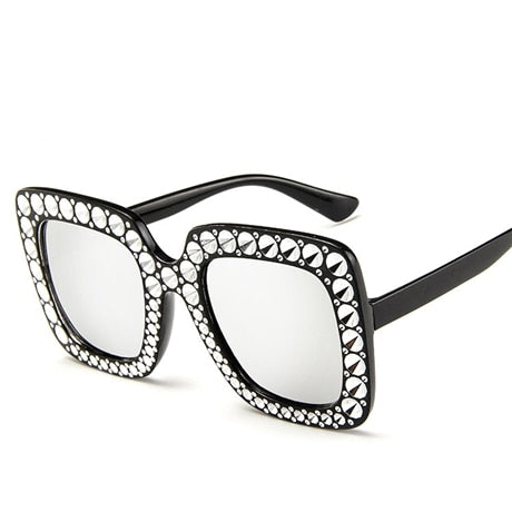 2018 Shining Diamond Sunglasses Women Brand Design Flash Square Shades Female Mirror Sun Glasses Oculos Lunette - jomfeshop