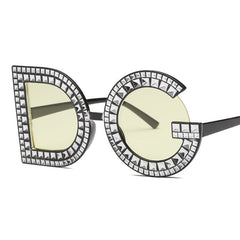 Fashion Diamond D G Round Sunglasses Women 2018 Luxury Brand Plastic Leg Oversized Sun glasses Vintage Shades Ladies Oculos Top