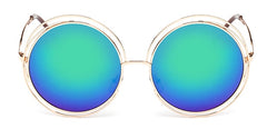 2018Vintage Round Big Size Oversized lens Mirror Sunglasses Women Brand Designer Metal Frame Lady Sun Glasses