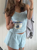 Women Pajama Set, Flower Print Sleeveless Camisole with Shorts Sleepwear Loungewear