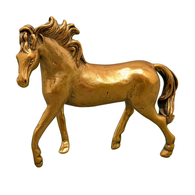 Vintage Brass Horse Figurine – Lucky Desktop Ornament for Home or Office Décor