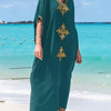Gold Embroidery Long Kaftan Dresses V Neck Caftan Dress Beach Cover Ups For Women Embroidery - Elegant & Flowy Design - Soft & Breathable Fabric - Perfect for Beach Vacations, Poolside & Loungewear - Ideal Gift for Women