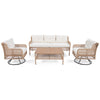 4 Pieces Patio Furniture Set with Swivel Chairs, Outdoor Wicker Sofas