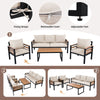 4-Piece Outdoor Furniture Sofa Set for 5 People with Acacia Wood