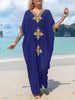 Gold Embroidery Long Kaftan Dresses V Neck Caftan Dress Beach Cover Ups For Women Embroidery - Elegant & Flowy Design - Soft & Breathable Fabric - Perfect for Beach Vacations, Poolside & Loungewear - Ideal Gift for Women