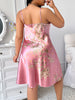 [Plus Size | Elegant] Elegant Comfortable Plus Size Black Floral Print Polyester Sleeveless Nightgown with V-Neckline | Machine Washable, Year-Round Wear, Loungewear for Women