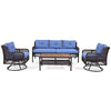 4 Pieces Patio Furniture Set with Swivel Chairs, Outdoor Wicker Sofas