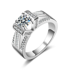 Diamante circonio geométrico vintage joyería anillo Mujer