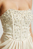 👗 Wren Dress – Luxe Strapless Pearl Detail High-Low Dress