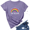 European and American Women's Clothing Women T-shirt 2022 Spring Loose round Neck Short Sleeve Print Be Kind Rainbow