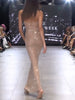 Accessible Luxury Nude Color Glitter Niche Sling Dress