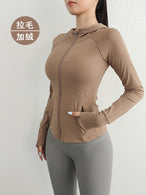 Jiumaiyipin Hooded Nude Feel Women's Long-Sleeved Slim-Fit Jacket