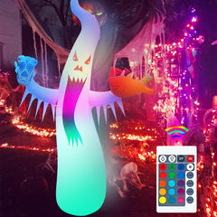 2024 Halloween Outdoor RBG Glowing Ghost Decoration With Remote Control LED Light Inflatable Scary Prop For Party Yard Garden