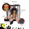 Image of Halloween Decoration Prisoner Ghost In Cage Scary Skull Prop Electric Skeleton Toy Glowing Eye Sound Doll Hangable Talking Ghost