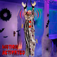 Light Up Halloween Animatronics Hanging Decor Luminous Screaming Horror Clown Sound&Touch Activated Props For Outdoor Yard Decor