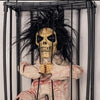 Image of Halloween Decoration Prisoner Ghost In Cage Scary Skull Prop Electric Skeleton Toy Glowing Eye Sound Doll Hangable Talking Ghost