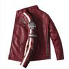 Mens Biker Vegan Leather Jacket With Badges