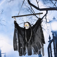 Scary Halloween Hanging Skeleton Ghost with Creepy Sounds Glowing Eyes Animated Grim Reaper for Halloween Party Decoration Props