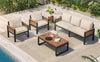 4-Piece Outdoor Furniture Sofa Set for 5 People with Acacia Wood
