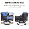 4 Pieces Patio Furniture Set with Swivel Chairs, Outdoor Wicker Sofas