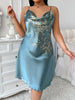 [Plus Size | Elegant] Elegant Comfortable Plus Size Black Floral Print Polyester Sleeveless Nightgown with V-Neckline | Machine Washable, Year-Round Wear, Loungewear for Women