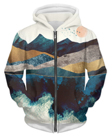 Blue Mountain Reflection 1 UNISEX ZIP HOODIE