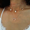 🌙 Crescent Horn Moon Layered Necklace – 4 Layers