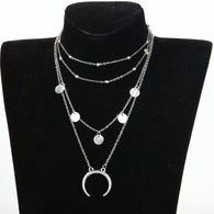 🌙 Crescent Horn Moon Layered Necklace – 4 Layers