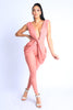 Sexy Sleeveless Lightweight Draped Mesh Jumpsuit Party Clubwear MAUVE