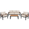4-Piece Outdoor Furniture Sofa Set for 5 People with Acacia Wood