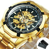 Watch Men Skeleton Automatic Mechanical Watch Gold Skeleton Vintage