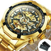 Watch Men Skeleton Automatic Mechanical Watch Gold Skeleton Vintage