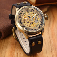 Brand Clock men Skeleton mechanical Watch men automatic self wind Vintage luxury quality gift Steampunk New - jomfeshop