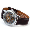 SHENHUA Men Skeleton Automatic Leather Strap Antique Steampunk Casual Skeleton Mechanical Watch - jomfeshop