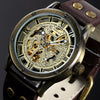 Vintage Bronze Men's Casual Automatic Skeleton Watch Leather Strap Antique Steampunk - jomfeshop