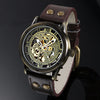 Vintage Bronze Men's Casual Automatic Skeleton Watch Leather Strap Antique Steampunk - jomfeshop