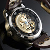 Vintage Bronze Men's Casual Automatic Skeleton Watch Leather Strap Antique Steampunk - jomfeshop