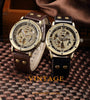 Vintage Bronze Men's Casual Automatic Skeleton Watch Leather Strap Antique Steampunk - jomfeshop