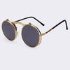 VINTAGE STEAMPUNK Sunglasses round Designer steam punk Metal OCULOS de sol women COATING SUNGLASSES Men Retro CIRCLE SUN GLASSES - jomfeshop