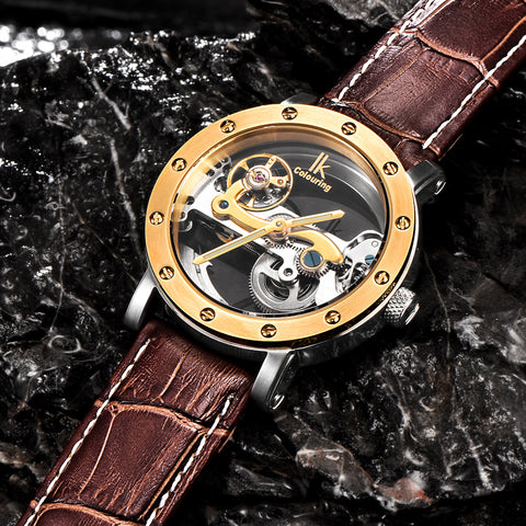 Gold Hollow Automatic Mechanical Watch - jomfeshop