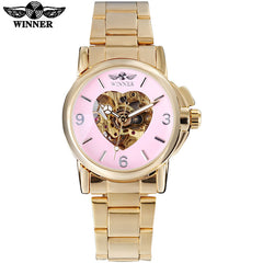 Women's Skeleton Pink Dial Watch